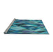 Sideview of Machine Washable Transitional Blue Rug, wshpat1511lblu