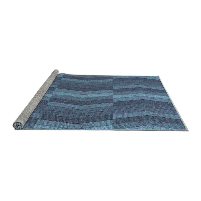 Sideview of Machine Washable Transitional Azure Blue Rug, wshpat1512lblu