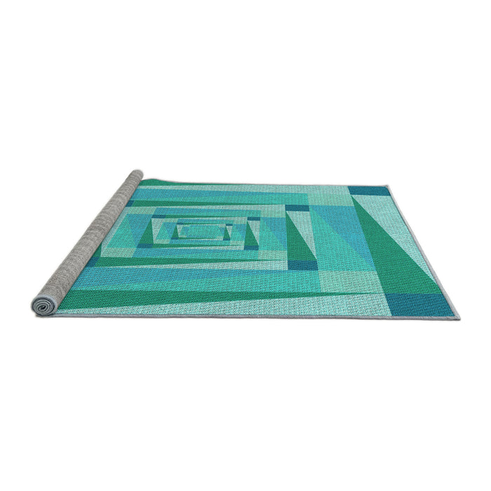 Sideview of Machine Washable Transitional Dark Turquoise Green Rug, wshpat1514lblu