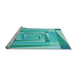 Sideview of Machine Washable Transitional Dark Turquoise Green Rug, wshpat1514lblu