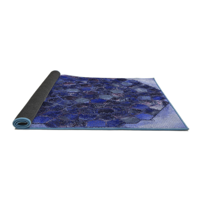 Thickness of Patterned Denim Dark Blue Rug, pat1515blu