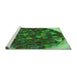 Sideview of Machine Washable Transitional Dark Forest Green Rug, wshpat1515grn