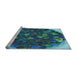 Sideview of Machine Washable Transitional Macaw Blue Green Rug, wshpat1515lblu