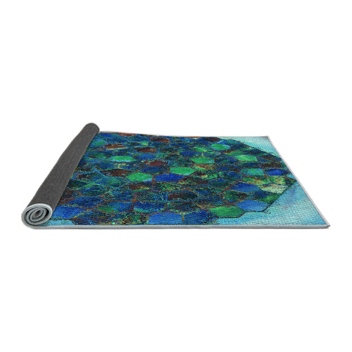 Thickness of Patterned Macaw Blue Green Rug, pat1515lblu