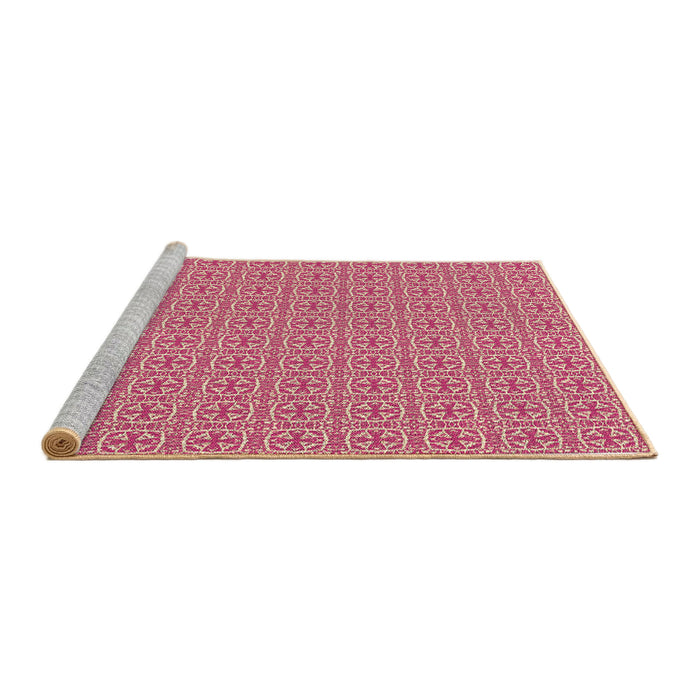 Sideview of Machine Washable Transitional Light Salmon Pink Rug, wshpat1518brn