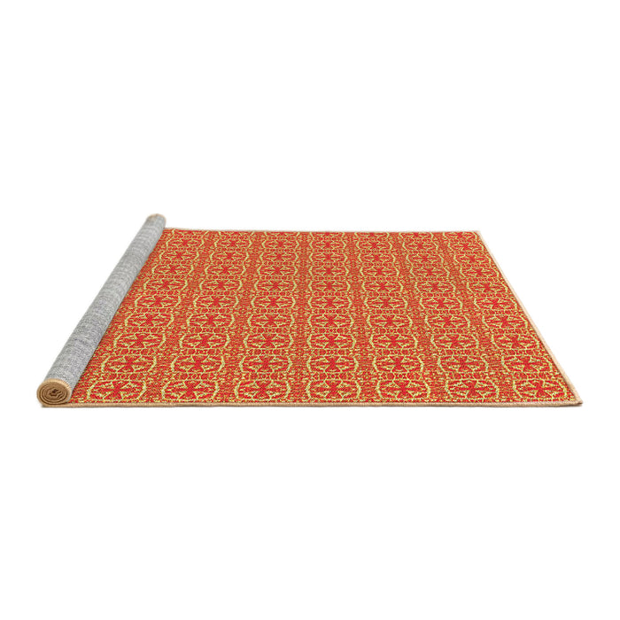 Sideview of Machine Washable Transitional Saffron Yellow Rug, wshpat1518yw