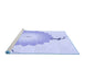 Sideview of Machine Washable Transitional Blue Rug, wshpat1519blu