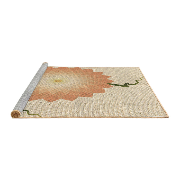 Sideview of Machine Washable Transitional Golden Blonde Gold Rug, wshpat1519brn