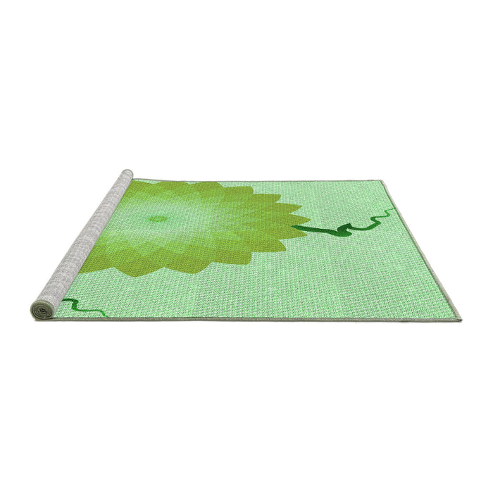 Sideview of Machine Washable Transitional Green Rug, wshpat1519grn