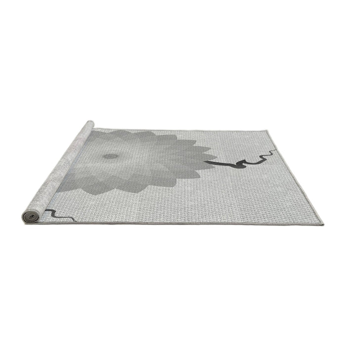 Sideview of Machine Washable Transitional Platinum Gray Rug, wshpat1519gry