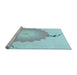 Sideview of Machine Washable Transitional Blue Rug, wshpat1519lblu