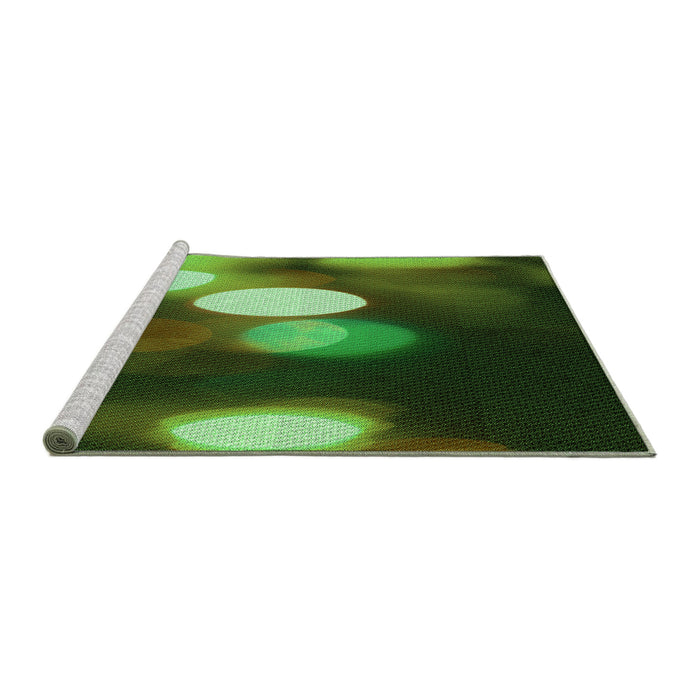 Sideview of Machine Washable Transitional Dark Forest Green Rug, wshpat152grn