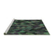 Sideview of Machine Washable Transitional Gunmetal Green Rug, wshpat1520grn