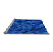 Sideview of Machine Washable Transitional Neon Blue Rug, wshpat1520lblu