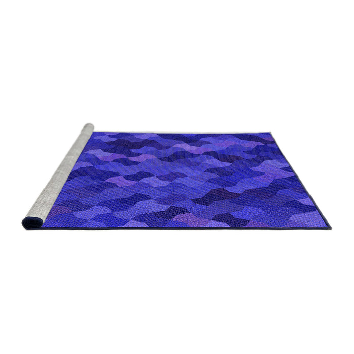 Sideview of Machine Washable Transitional Bright Blue Rug, wshpat1520pur