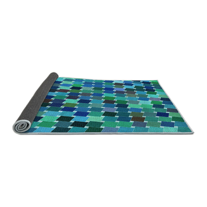 Thickness of Patterned Dark Turquoise Green Rug, pat1521lblu