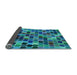 Thickness of Patterned Dark Turquoise Green Rug, pat1521lblu