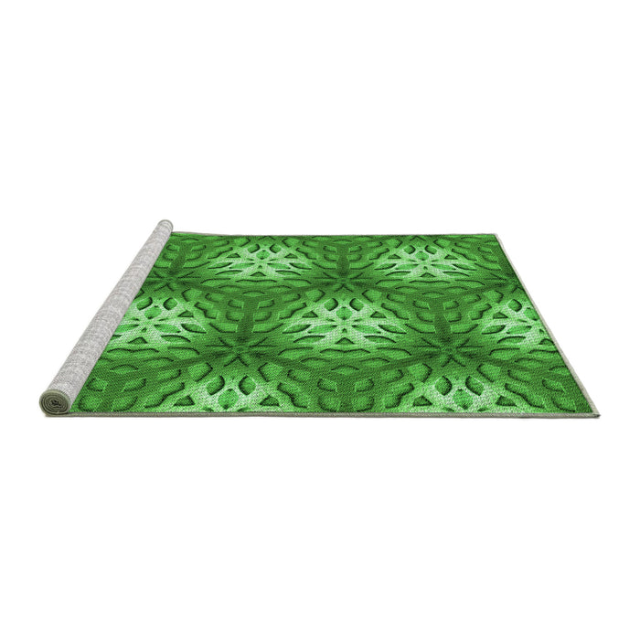 Sideview of Machine Washable Transitional Green Rug, wshpat1522grn