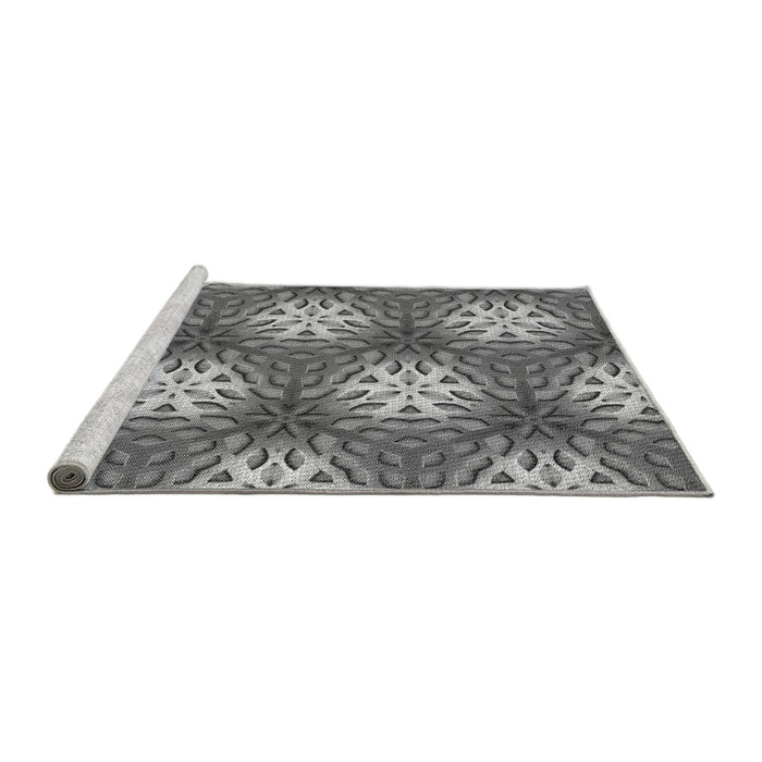 Sideview of Machine Washable Transitional Grey Gray Rug, wshpat1522gry