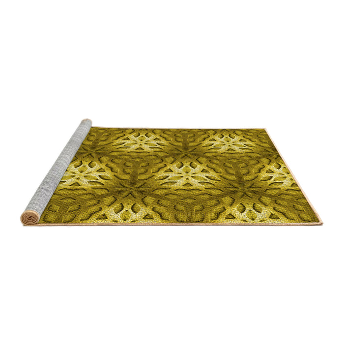 Sideview of Machine Washable Transitional Dark Bronze Brown Rug, wshpat1522yw