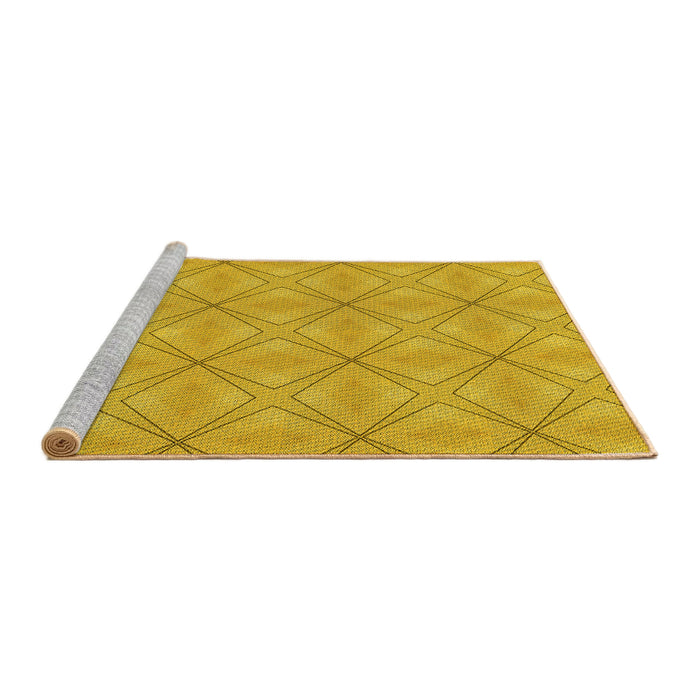 Sideview of Machine Washable Transitional Gold Yellow Rug, wshpat1523yw