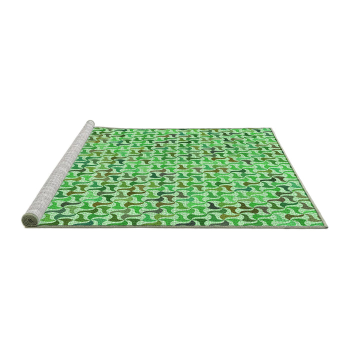 Sideview of Machine Washable Transitional Dark Lime Green Rug, wshpat1524grn