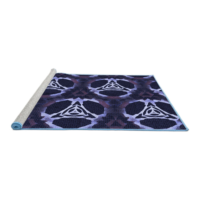Sideview of Machine Washable Transitional Night Blue Rug, wshpat1526blu