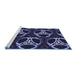 Sideview of Machine Washable Transitional Night Blue Rug, wshpat1526blu