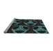 Sideview of Machine Washable Transitional Aquamarine Stone Green Rug, wshpat1526lblu