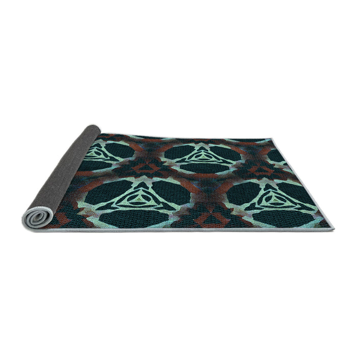 Thickness of Patterned Aquamarine Stone Green Rug, pat1526lblu