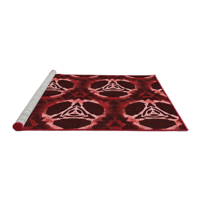 Sideview of Machine Washable Transitional Maroon Red Rug, wshpat1526rd