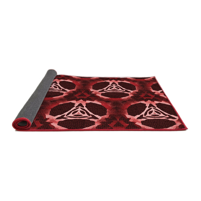 Thickness of Patterned Maroon Red Rug, pat1526rd