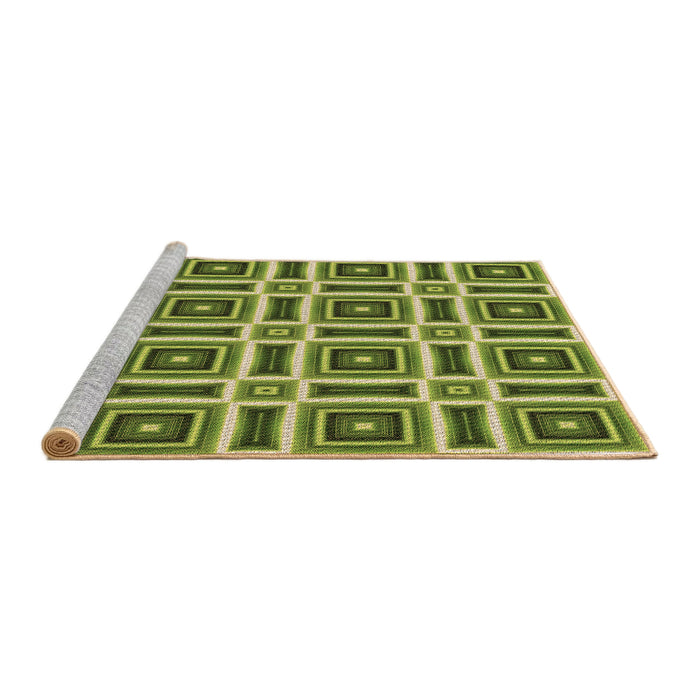 Sideview of Machine Washable Transitional Green Rug, wshpat1527brn