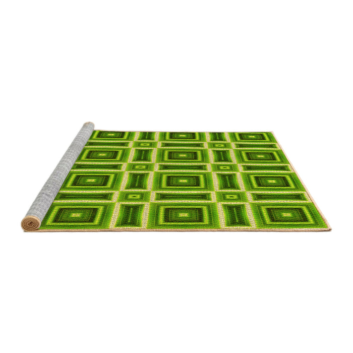 Sideview of Machine Washable Transitional Green Rug, wshpat1527yw