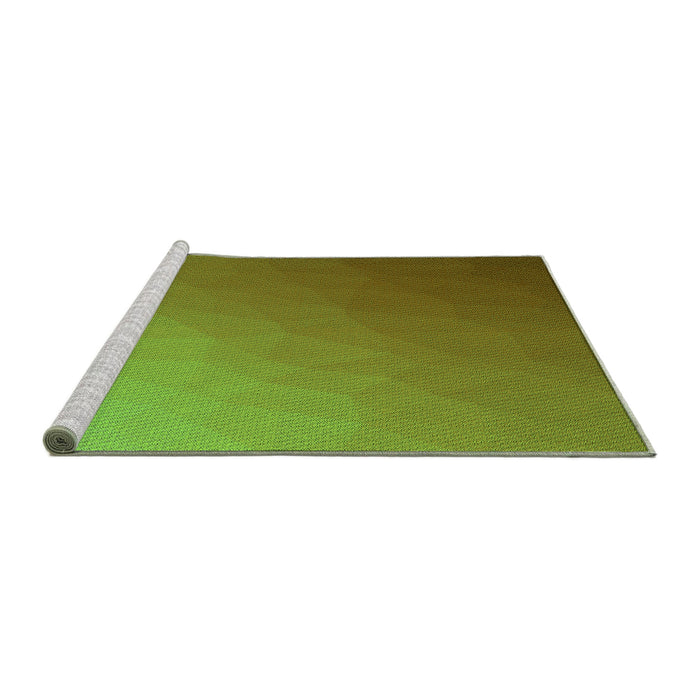Sideview of Machine Washable Transitional Olive Green Rug, wshpat1528grn