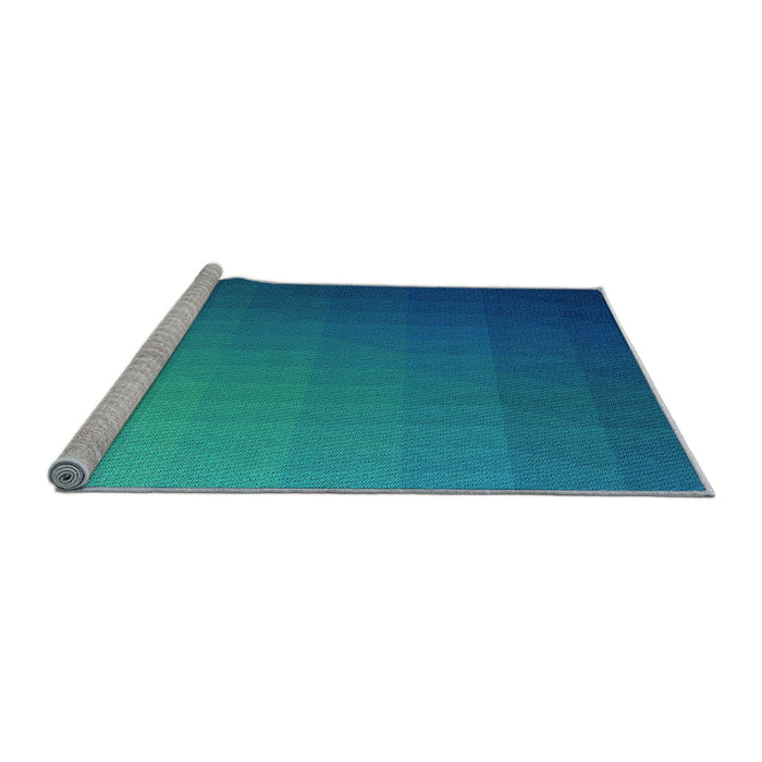 Sideview of Machine Washable Transitional Dark Turquoise Green Rug, wshpat1529lblu