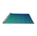 Sideview of Machine Washable Transitional Dark Turquoise Green Rug, wshpat1529lblu