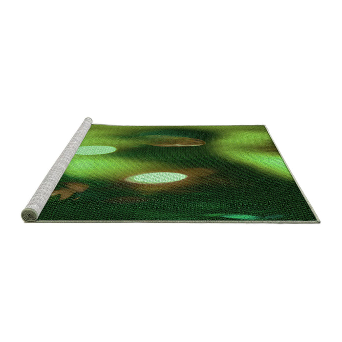 Sideview of Machine Washable Transitional Dark Forest Green Rug, wshpat153grn