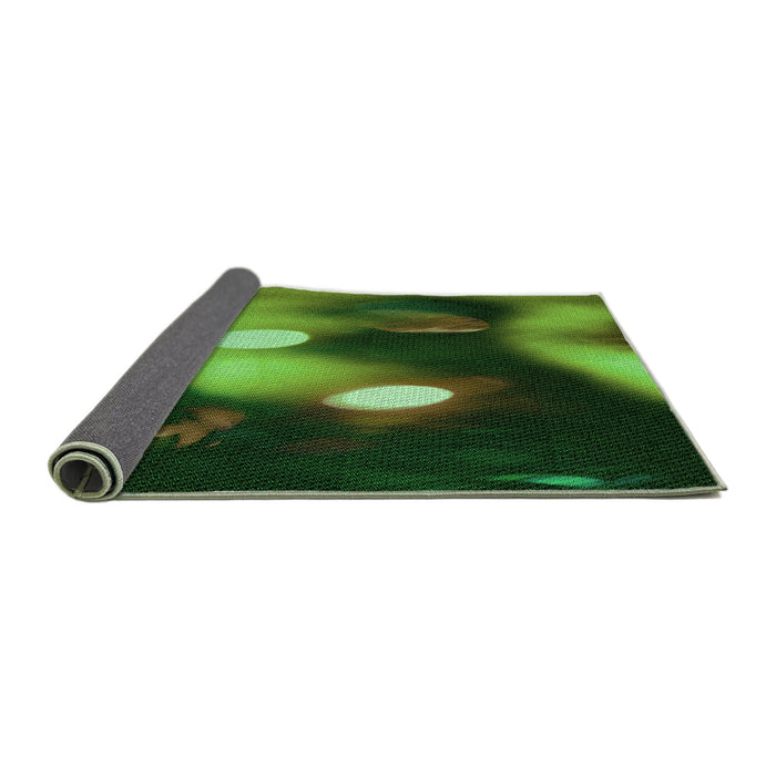 Thickness of Patterned Dark Forest Green Rug, pat153grn