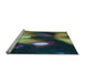 Sideview of Machine Washable Transitional Green Rug, wshpat153lblu