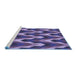 Sideview of Machine Washable Transitional Blue Rug, wshpat1532blu