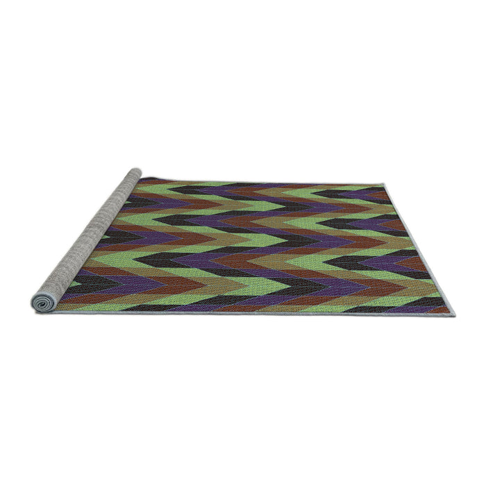 Sideview of Machine Washable Transitional Khaki Green Rug, wshpat1532lblu