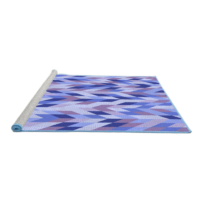 Sideview of Machine Washable Transitional Jeans Blue Rug, wshpat1533blu