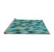 Sideview of Machine Washable Transitional Green Rug, wshpat1533lblu