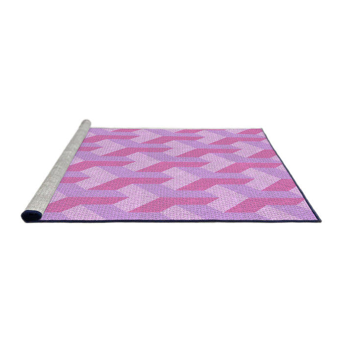 Sideview of Machine Washable Transitional Blossom Pink Rug, wshpat1534pur