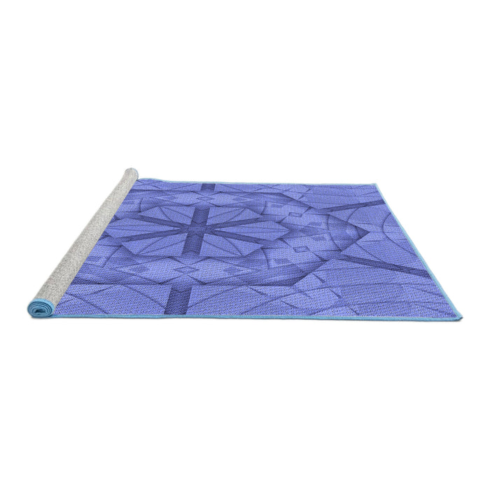 Sideview of Machine Washable Transitional Sky Blue Rug, wshpat1535blu