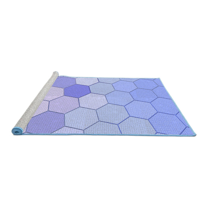 Sideview of Machine Washable Transitional Blue Rug, wshpat1536blu