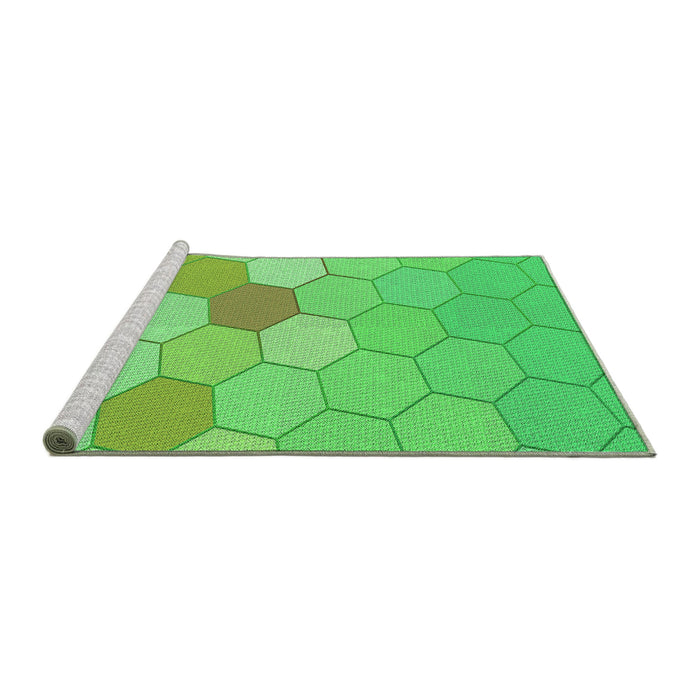 Sideview of Machine Washable Transitional Neon Green Rug, wshpat1536grn