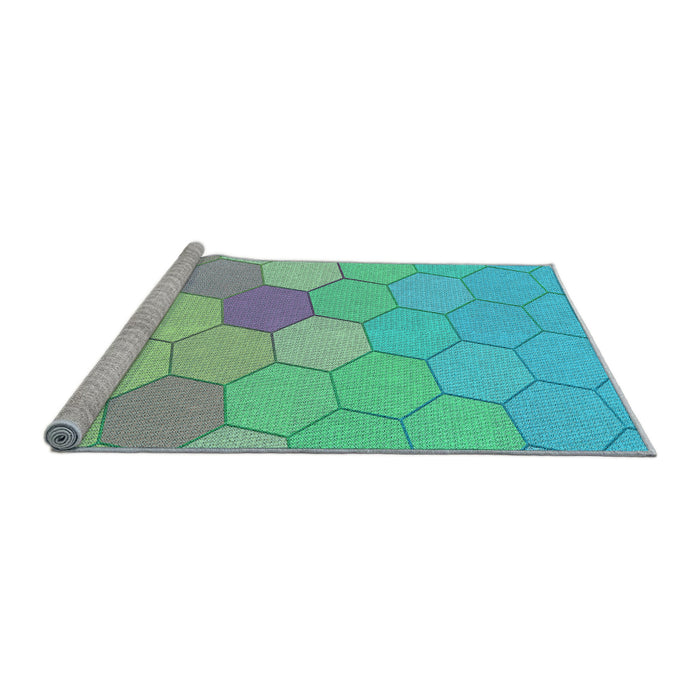 Sideview of Machine Washable Transitional Mint Green Rug, wshpat1536lblu