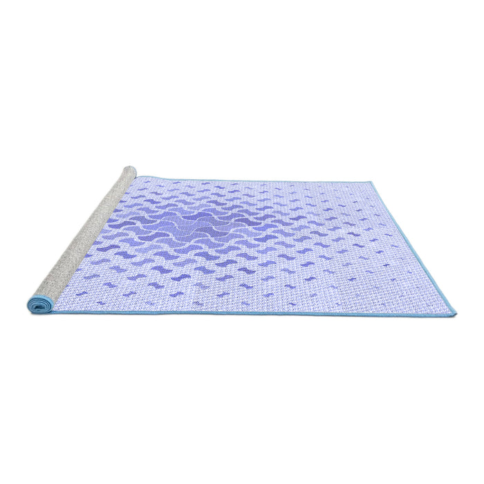 Sideview of Machine Washable Transitional Lavender Blue Rug, wshpat1537blu